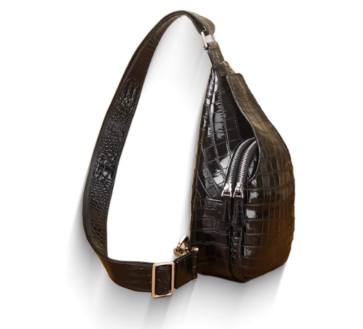 uisraky高端泰国轻奢鳄鱼皮胸包男真皮休闲潮流新款男单肩斜挎包